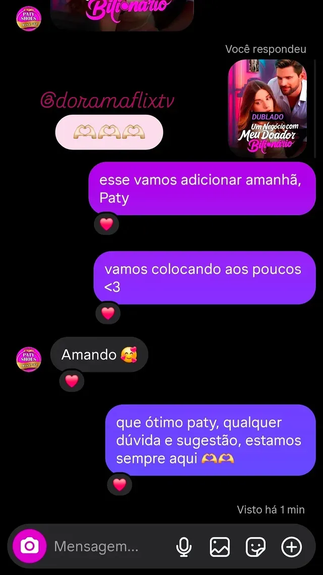 Conversa real com o suporte do DoramaFLIX atendendo uma cliente